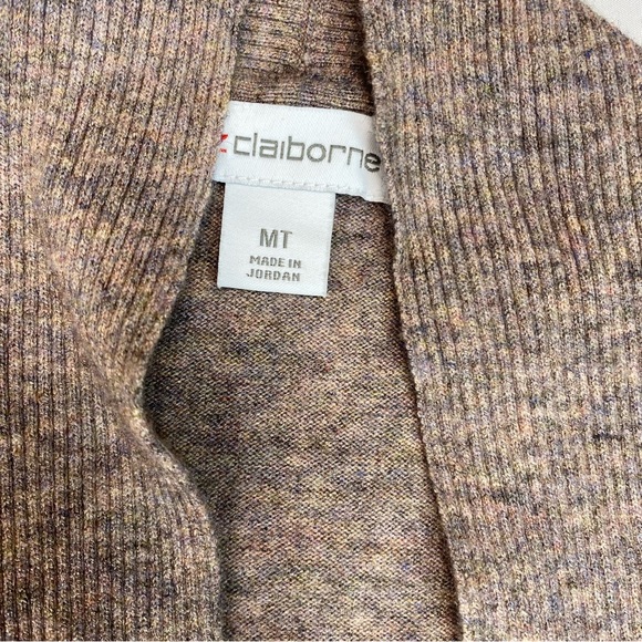 Liz Claiborne Cardigan Open Front Super Soft Brown Heather Medium Tall - Picture 2 of 8
